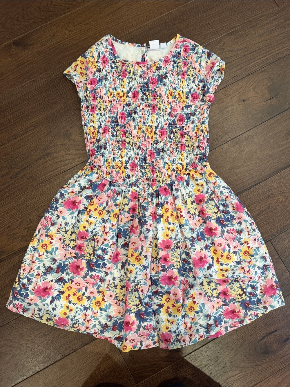 GAP Girls Floral Smocked Dress - Pink, Yellow & Blue Size Large 10 - C11-767